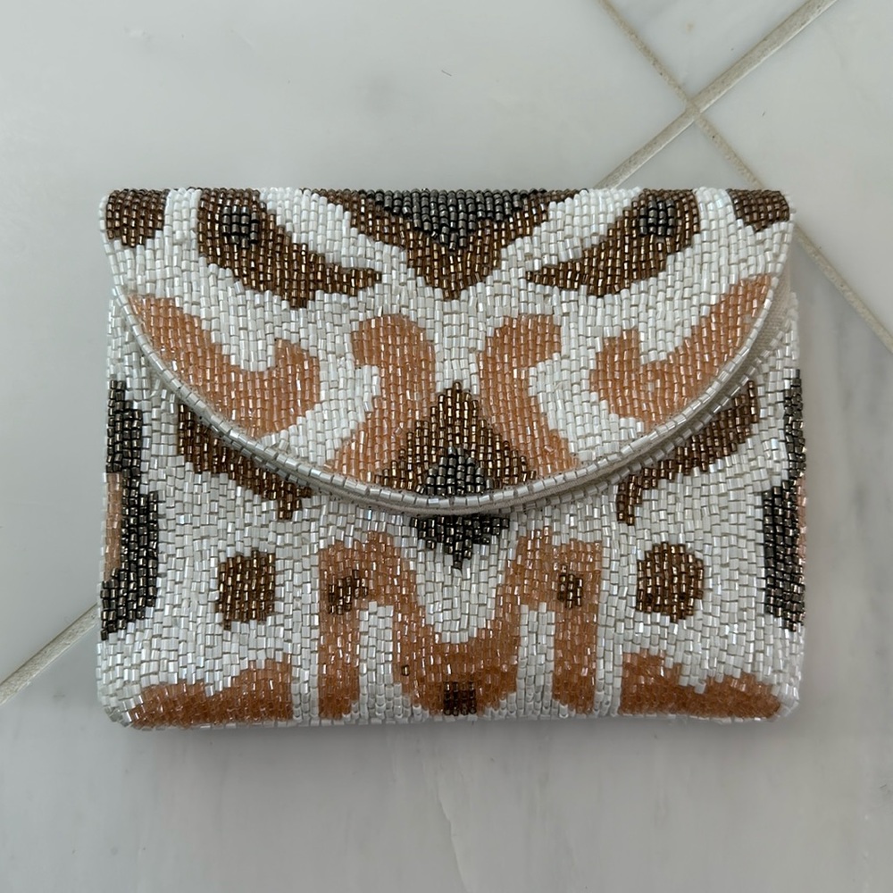 Embellished Beaded Neutral Evening Bag